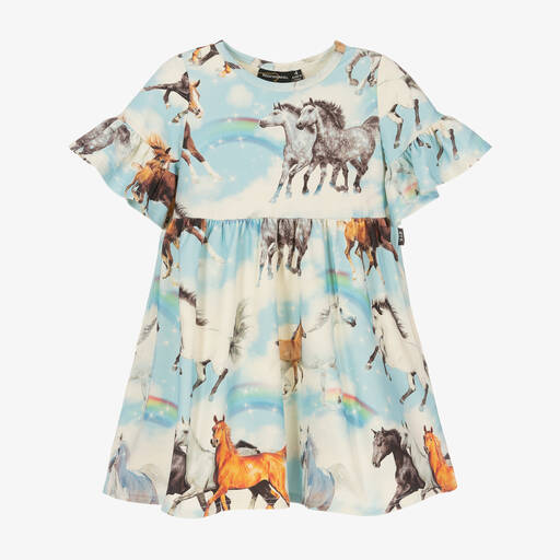 Rock Your Baby-Blaues Baumwollkleid mit Pferden | Childrensalon Outlet