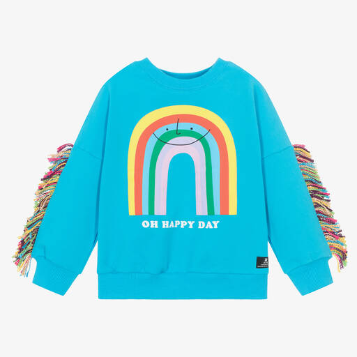 Rock Your Baby-Girls Blue Cotton Rainbow Sweatshirt | Childrensalon Outlet