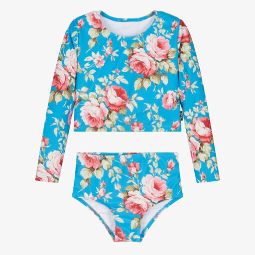 Rock Your Baby-Girls Floral Blue Swim Set | Childrensalon Outlet