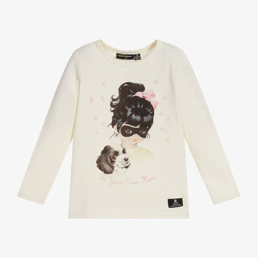 Rock Your Baby-Топ из хлопкового джерси цвета слоновой кости для девочек | Childrensalon Outlet