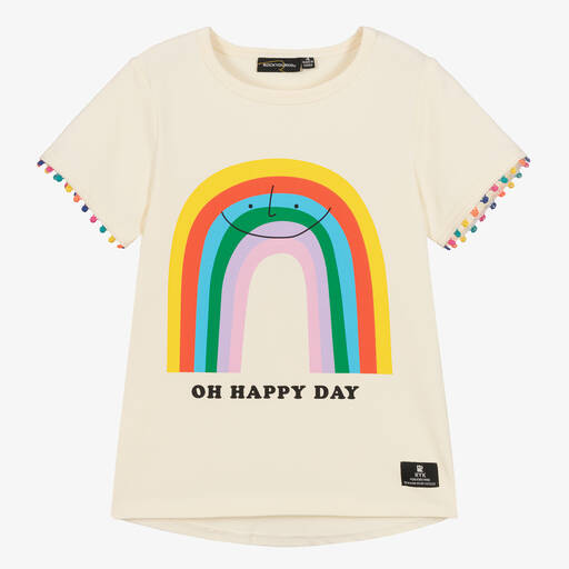 Rock Your Baby-Girls Ivory Cotton Rainbow T-Shirt | Childrensalon Outlet