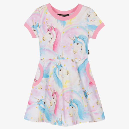 Rock Your Baby-Girls Pink & Blue Cotton Unicorn Dress | Childrensalon Outlet