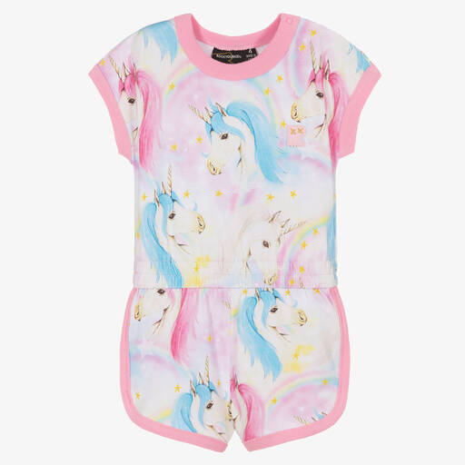 Rock Your Baby-Einhorn-Baumwoll-Playsuit rosa/blau | Childrensalon Outlet