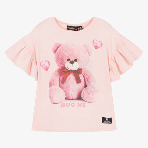 Rock Your Baby-Rosa Baumwoll-T-Shirt mit Teddybär | Childrensalon Outlet