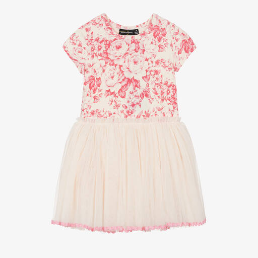 Rock Your Baby-Girls Pink & Ivory Floral Tulle Dress | Childrensalon Outlet
