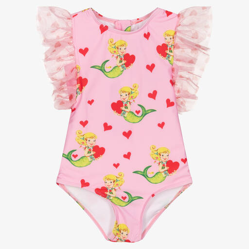 Rock Your Baby-Girls Pink Mermaid Heart Swimsuit | Childrensalon Outlet