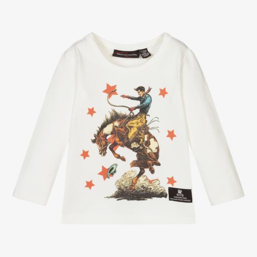 Rock Your Baby-Ivory Bronco Baby Cotton Top | Childrensalon Outlet