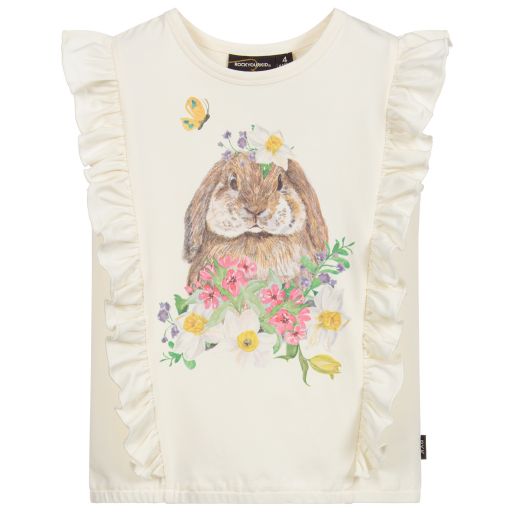 Rock Your Baby-Бежевая футболка из хлопка с кроликом | Childrensalon Outlet