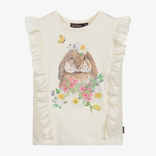 Rock Your Baby-Ivory Cotton Bunny T-Shirt | Childrensalon Outlet