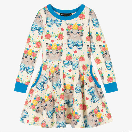 Rock Your Baby-Ivory Kitty Cats Cotton Dress | Childrensalon Outlet