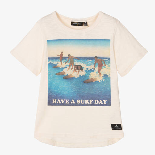 Rock Your Baby-Surf Day Baumwoll-T-Shirt Elfenbein | Childrensalon Outlet