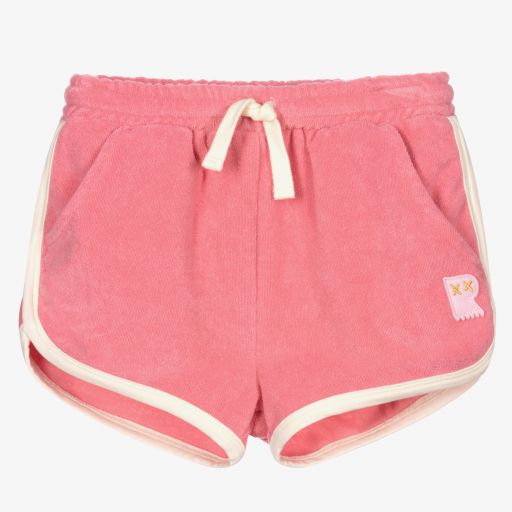 Rock Your Baby-Pink Towelling Logo Shorts  | Childrensalon Outlet