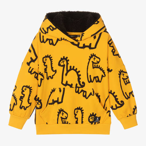 Rock Your Baby-Yellow Cotton Dino Graffiti Hoodie | Childrensalon Outlet