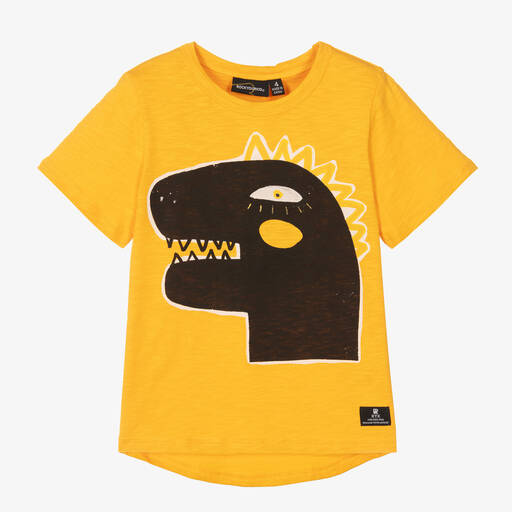 Rock Your Baby-Gelbes Dino-Baumwoll-T-Shirt | Childrensalon Outlet