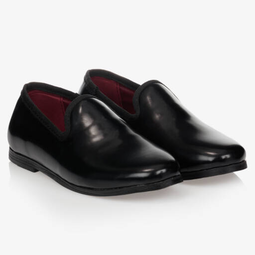 Romano-Boys Classic Black Slip-Ons | Childrensalon Outlet