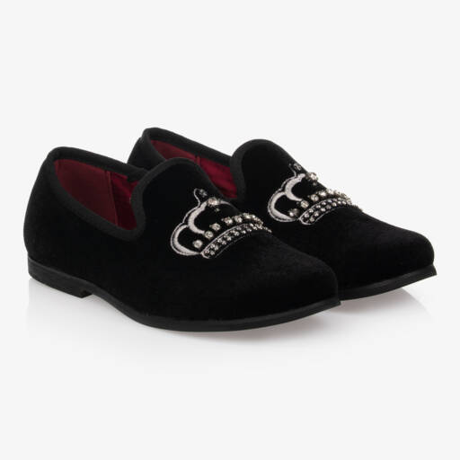 Romano-Boys Elegant Black Velvet Loafers | Childrensalon Outlet
