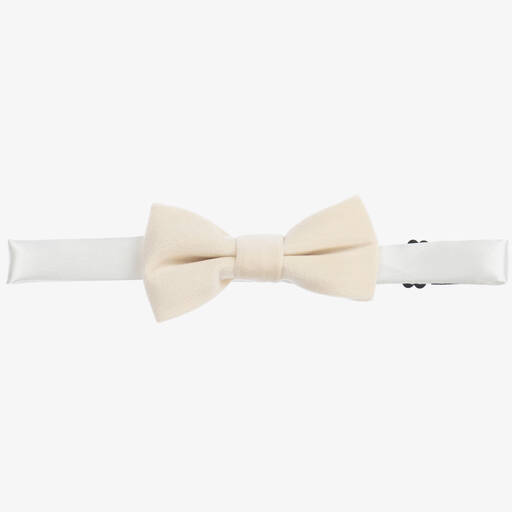 Romano-Boys Ivory Velvet Bow Tie (10cm) | Childrensalon Outlet