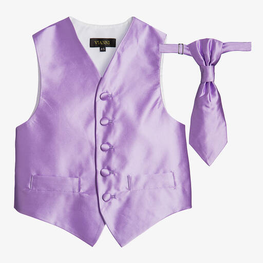 Romano Vianni-Boys Purple Waistcoat & Adjustable Tie Set | Childrensalon Outlet