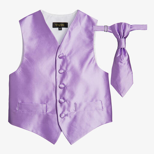 Romano Вианни-Boys Purple Waistcoat & Adjustable Tie Set | Childrensalon Outlet