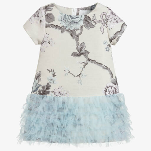 Romano-Girls Floral Tulle Trim Dress | Childrensalon Outlet