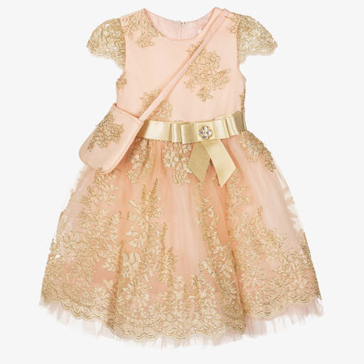 Romano-Girls Pink & Gold Lace Dress Set | Childrensalon Outlet
