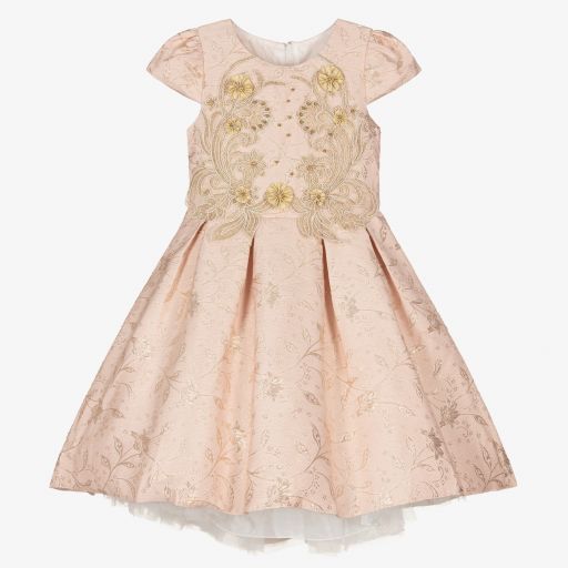 Romano Princess-Girls Pink Jacquard Dress | Childrensalon Outlet