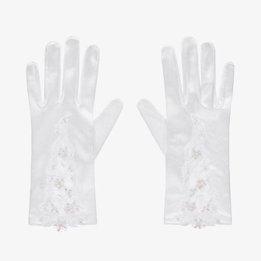 Romano-Girls Satin Floral Embroidered Gloves | Childrensalon Outlet