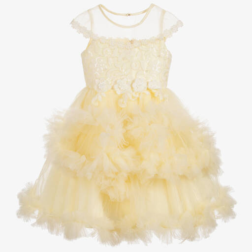 Romano-Желтое платье из тюля для девочек | Childrensalon Outlet