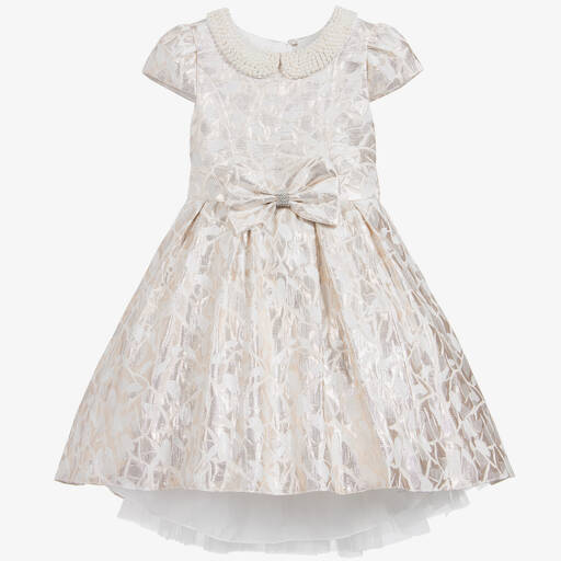 Romano Princess-فستان بوركاد لون ذهبي مع ياقة لؤلؤ | Childrensalon Outlet