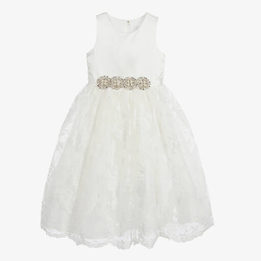 Romano Принцесса-Ivory Floral Lace Dress & Bag  | Childrensalon Outlet