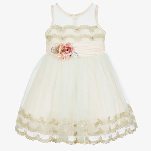 Romano Princess-Pale Blue & Gold Tulle Dress | Childrensalon Outlet