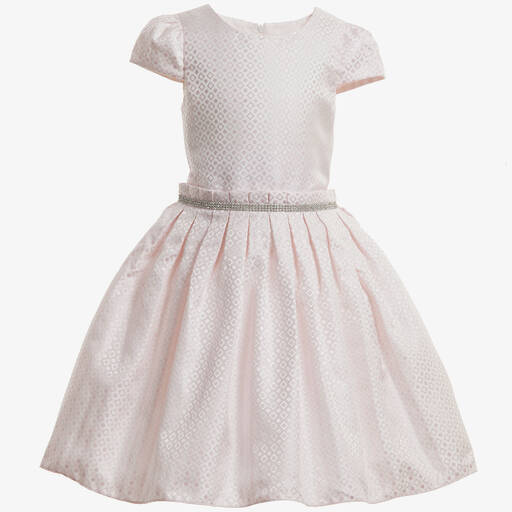 Romano Принцесса-Pale Pink Satin Dress with Diamanté Trim | Childrensalon Outlet