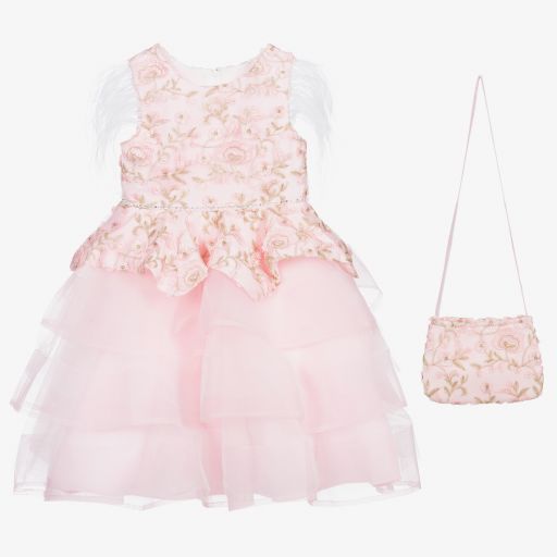 Romano-Rosafarbenes, Elegantes Kleid mit Tasche | Childrensalon Outlet