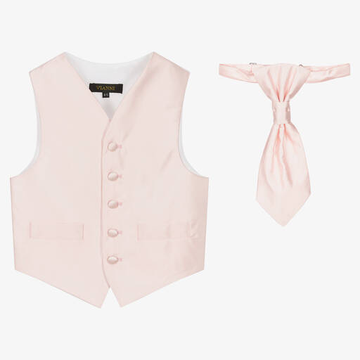 Romano Vianni-Pink Satin Waistcoat & Tie Set | Childrensalon Outlet