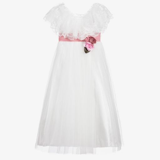 Romano Princess-White Tulle & Satin Dress | Childrensalon Outlet