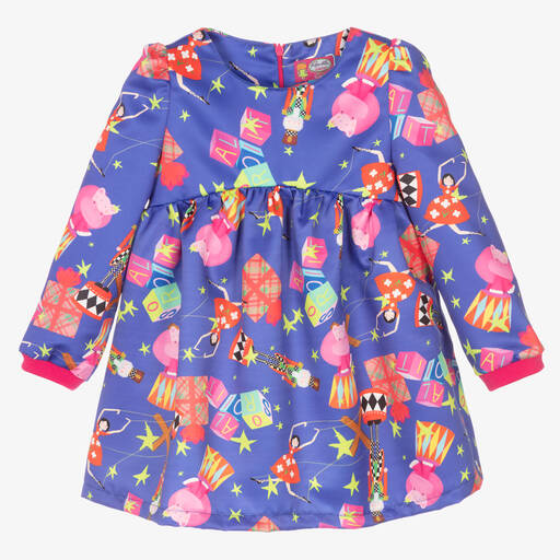 Rosalita Señoritas-Blue & Pink Toys Satin Dress | Childrensalon Outlet
