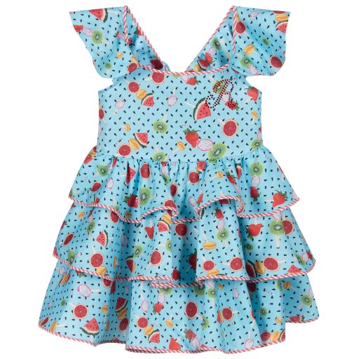 Rosalita Señoritas-Голубое платье с фруктами для девочек | Childrensalon Outlet