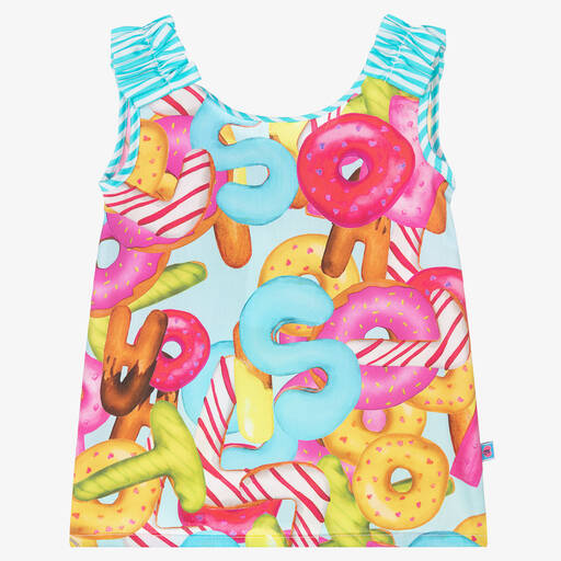 Rosalita Señoritas-Girls Blue & Pink Doughnut Blouse | Childrensalon Outlet