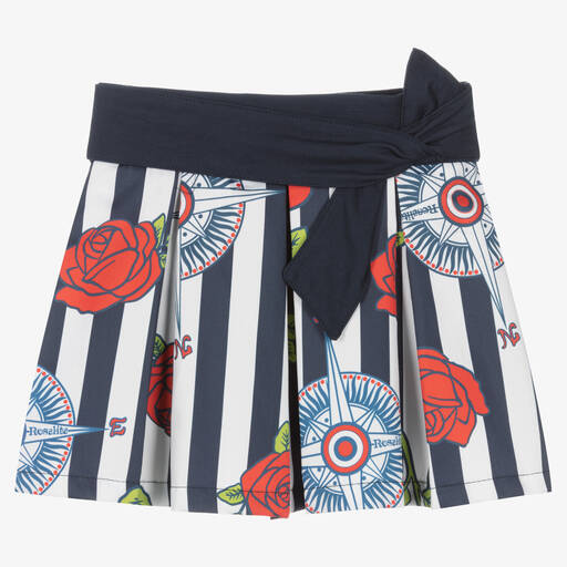 Rosalita Señoritas-Girls Blue Stripe Cotton Skirt | Childrensalon Outlet