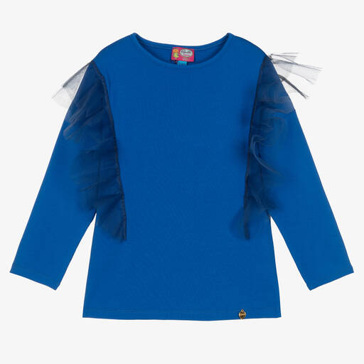 Rosalita Señoritas-Girls Cobalt Blue Cotton & Tulle Top | Childrensalon Outlet