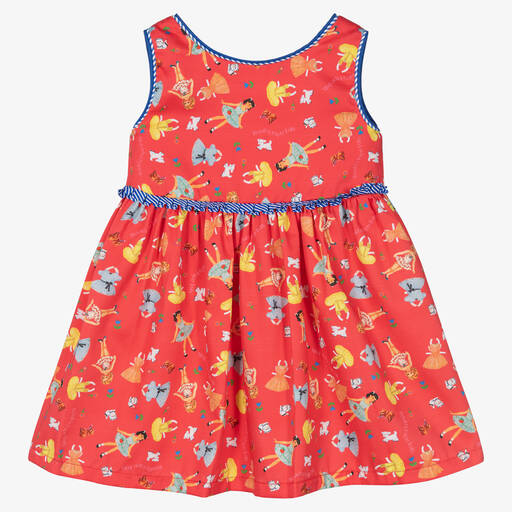 Rosalita Señoritas-Girls Coral Red Cotton Dress | Childrensalon Outlet