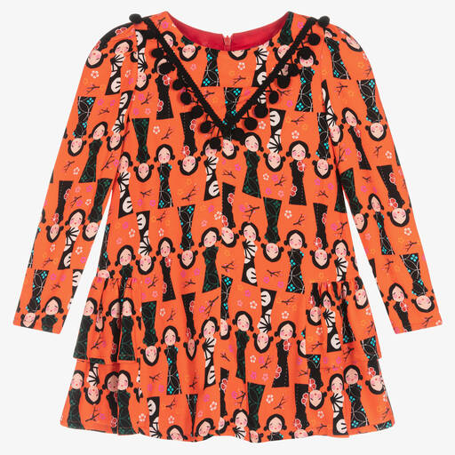 Rosalita Señoritas-Girls Orange Viscose Dress | Childrensalon Outlet