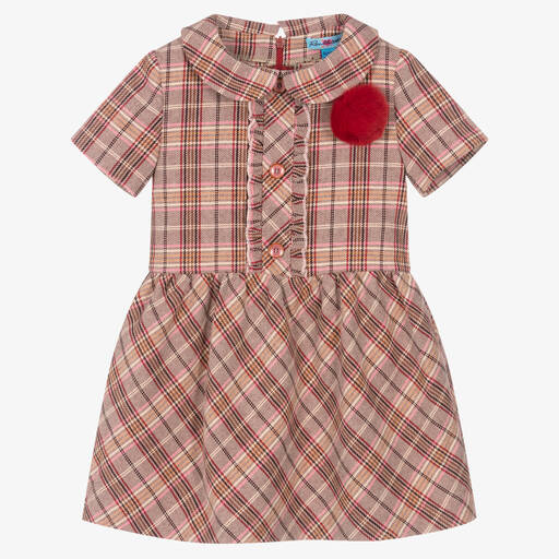 Rosalita Señoritas-Girls Pink & Beige Check Dress | Childrensalon Outlet