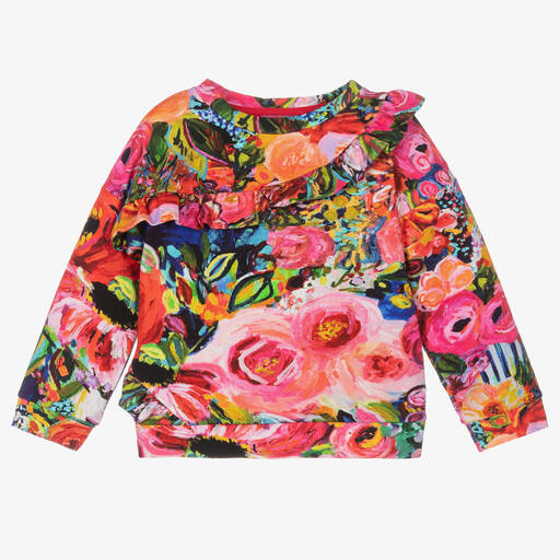 Rosalita Señoritas-Girls Pink Floral Cotton Sweatshirt | Childrensalon Outlet