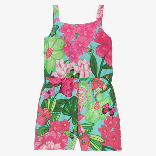 Rosalita Señoritas-Blumen-Baumwoll-Playsuit rosa/grün | Childrensalon Outlet