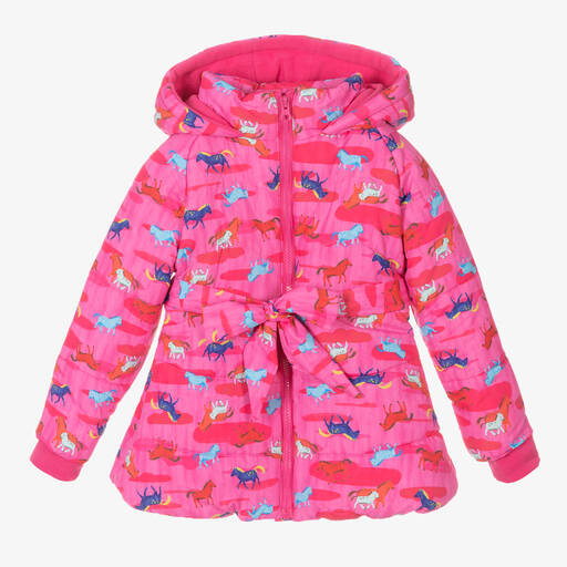 Rosalita Señoritas-Girls Pink Horse Puffer Jacket | Childrensalon Outlet
