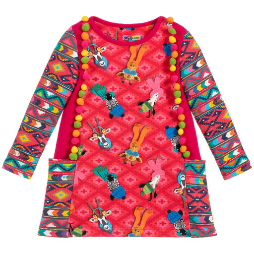 Rosalita Señoritas-Robe rose à pompons en jersey | Childrensalon Outlet