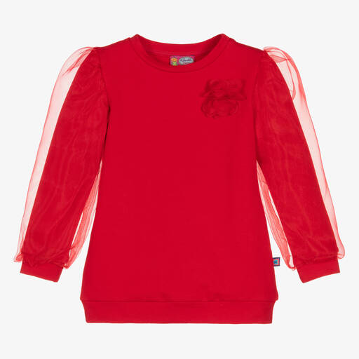 Rosalita Señoritas-Rotes Sweatshirt mit Organza-Ärmeln | Childrensalon Outlet