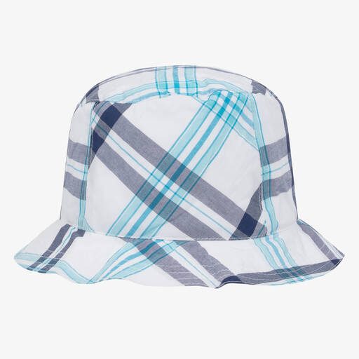 Sarah Louise-Baby Boys Blue & White Check Bucket Hat  | Childrensalon Outlet