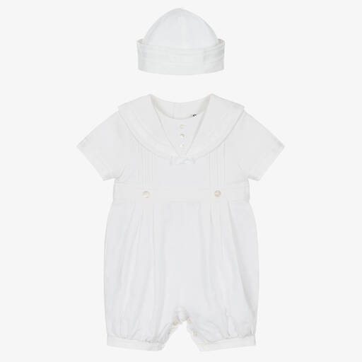 Sarah Louise-Baby Boys White Sailor Shortie Set | Childrensalon Outlet